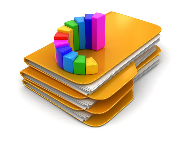 Folders and files with Graph. Image with clipping path - Fotoğraf, Görsel