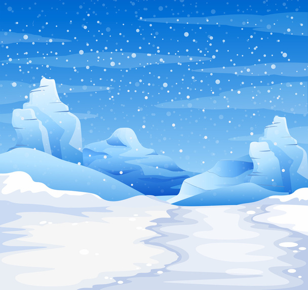 Сцена природы со снегом, падающим на землю
 - Вектор,изображение