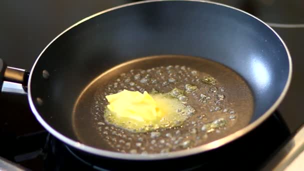 Butter on frying pan - Footage, Video