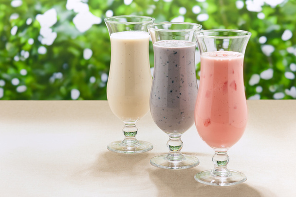 Blueberry, Strawberry and Banana milk shake - Photo, Image