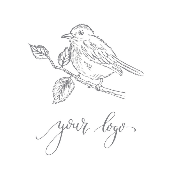 logotype template with a bird on a branch. Perfect logo for your - ベクター画像