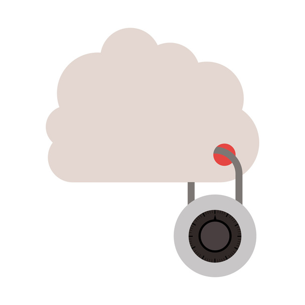 padlock with circular body into the cloud - Vector, Image