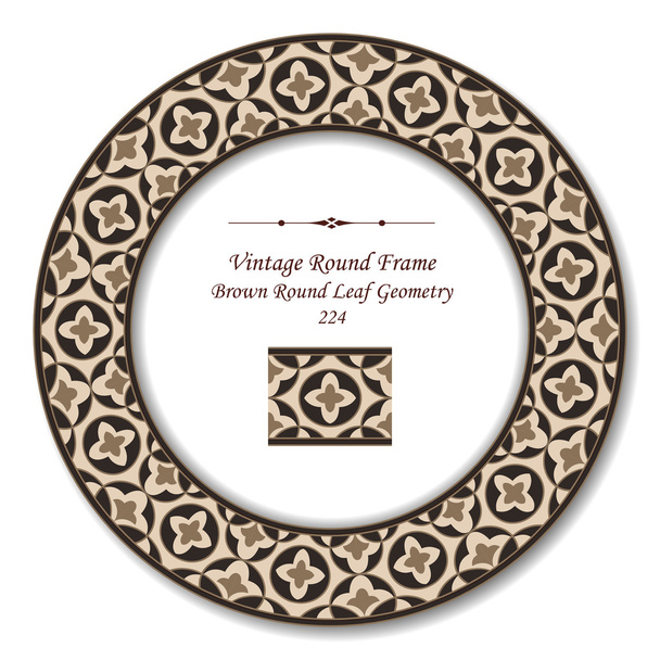 Vintage Round Retro Frame 224 Brown Round Leaf Geometry - Vector, Image