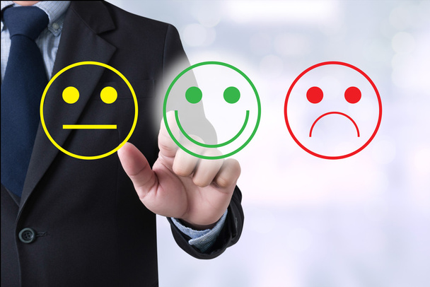 business man select happy on satisfaction evaluation? - Photo, image