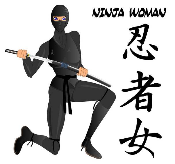 kobieta Ninja uzbrojonych - Wektor, obraz
