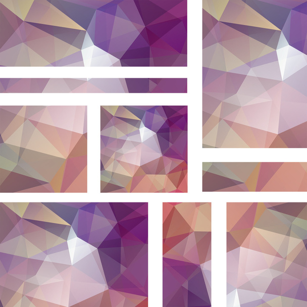 Vector banners set with polygonal abstract brown triangles. Abstract polygonal low poly banners - Vector, Image