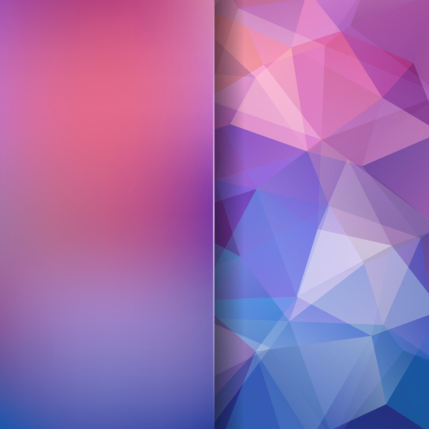 abstrakter Hintergrund, der aus Dreiecken besteht. geometrisches Design für Unternehmenspräsentationen oder Webvorlagen-Banner-Flyer. Vektorillustration. rosa, blaue Farben - Vektor, Bild
