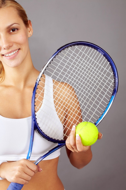 young girl with tennis racket  - Фото, зображення