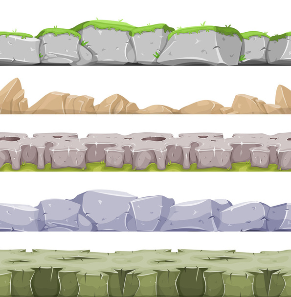 Seamless Rocky Landscape And Stony Grounds For Game Ui - Vector, Image