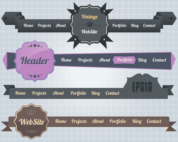 Web Elements Vector Header & Navigation Templates Set - Vektor, obrázek