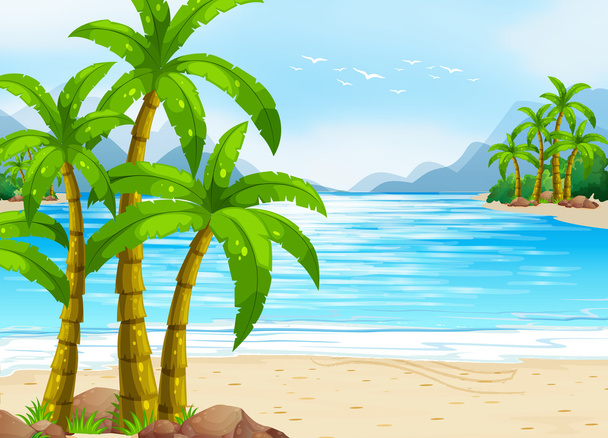 Літня тема з пляжем і океаном
 - Вектор, зображення