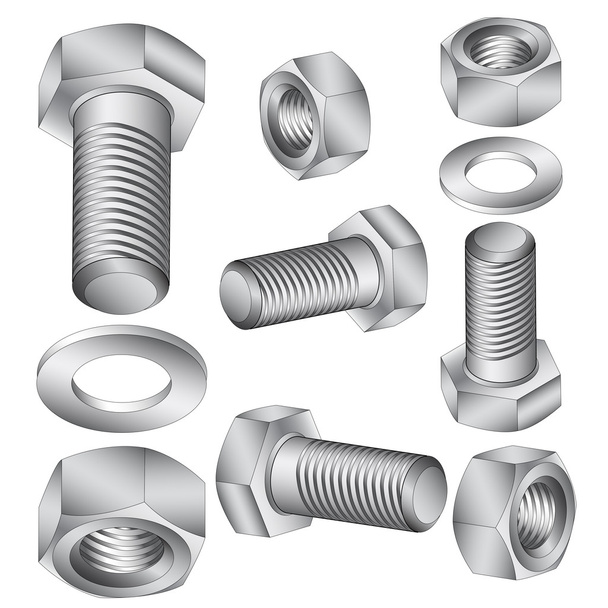 Stainless steel bolt and nut illustration. - Fotó, kép