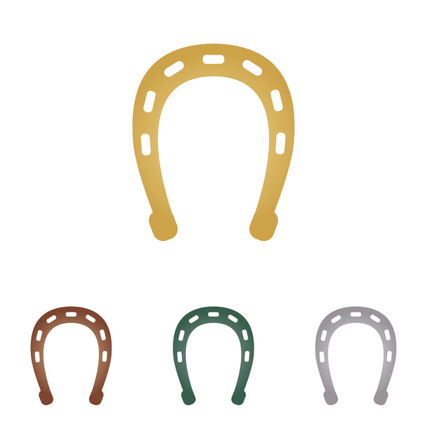 Horseshoe sign illustration. Metal icons on white backgound. - Vector, Image