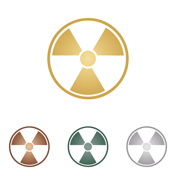 Strahlungskreiszeichen. Metall-Ikonen auf weißem Grund. - Vektor, Bild