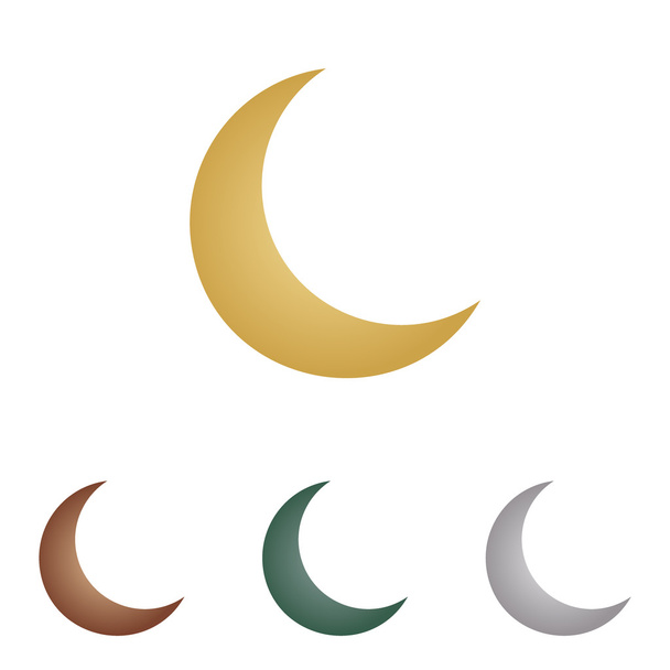 Moon sign illustration. Metal icons on white backgound. - Vector, Image