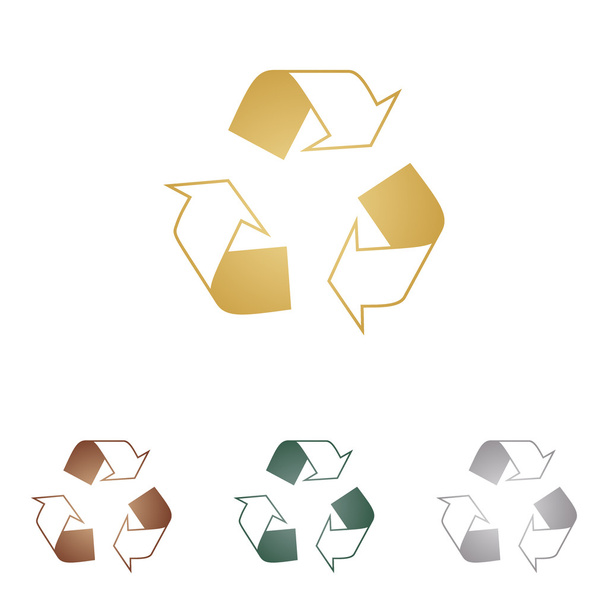Recycling-Logo-Konzept. Metall-Ikonen auf weißem Grund. - Vektor, Bild
