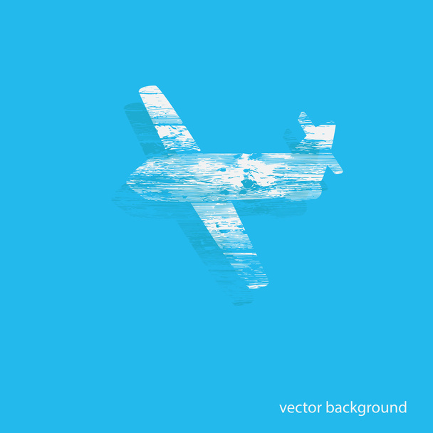 aircraft with wooden texture on a blue background - Vecteur, image