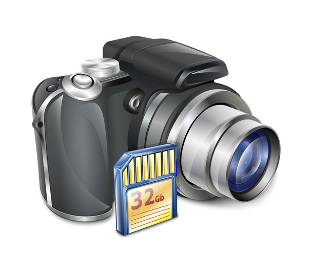 Digitální fotoaparát s paměťovou kartu. vektorové ilustrace - Vektor, obrázek