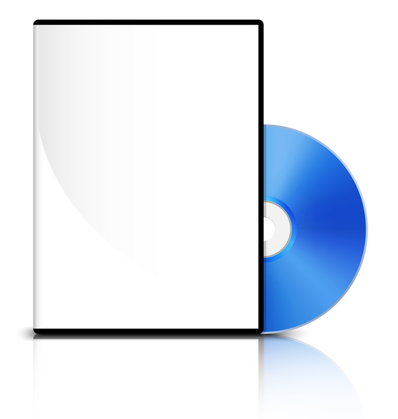 DVD geval met een lege cover en glanzende blauwe dvd-schijf, vector - Vector, afbeelding