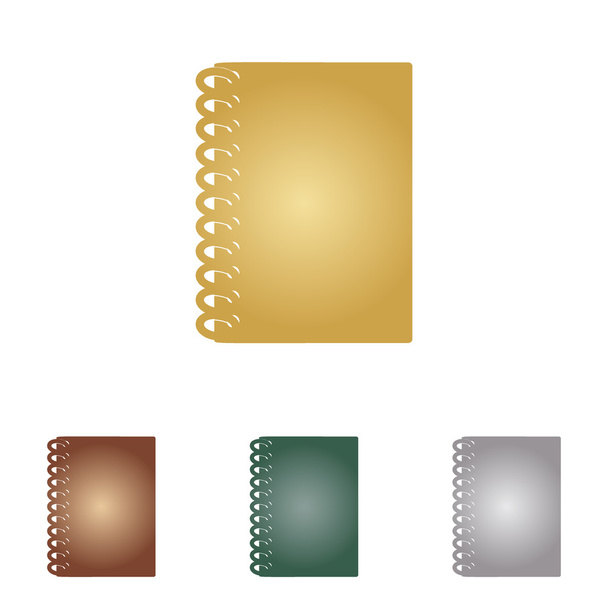 Notebook semplice segno. Icone in metallo su sfondo bianco
. - Vettoriali, immagini