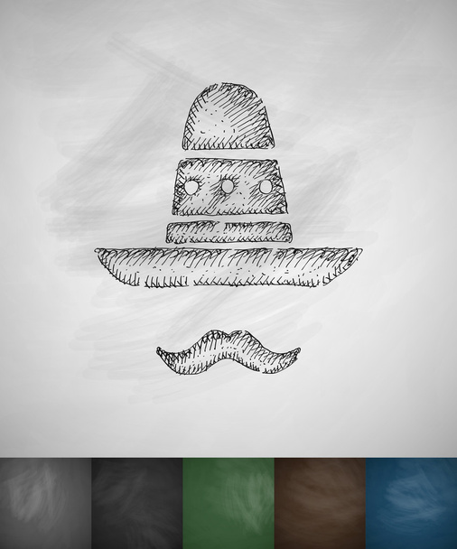 Sombrero e bigode ícone. Chalkboard Design
 - Vetor, Imagem