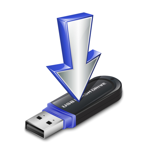 Vector download icon with flash drive - Vector, Image