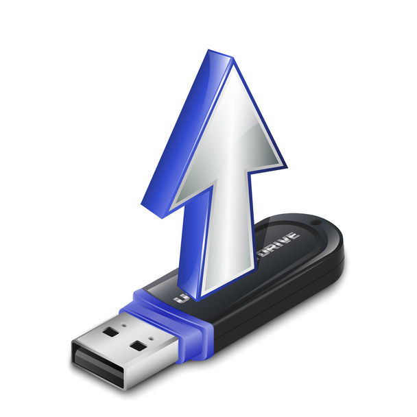 Vector upload icon with flash drive - Vector, Image
