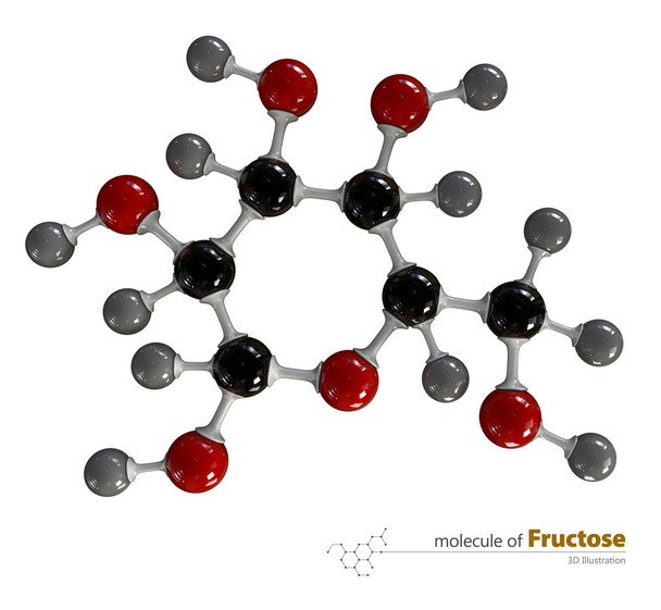 Illustration of Fructose Molecule isolated white background - Photo, Image