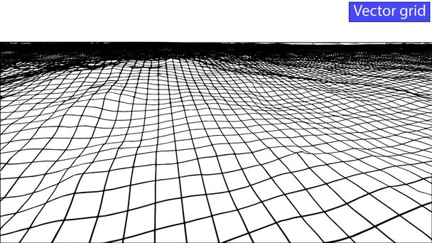 Vector Abstract wireframe landscape background. Cyberspace grid. - Vector, Image