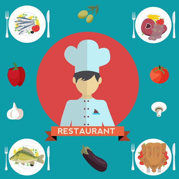 Iconos del menú del restaurante
 - Vector, imagen