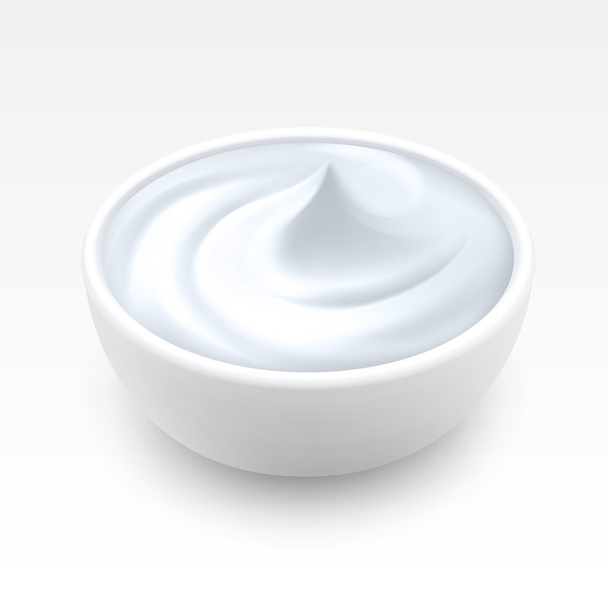 Bowl of Sour Sauce Mayonnaise Ice Cream Isolated - Vector, Image