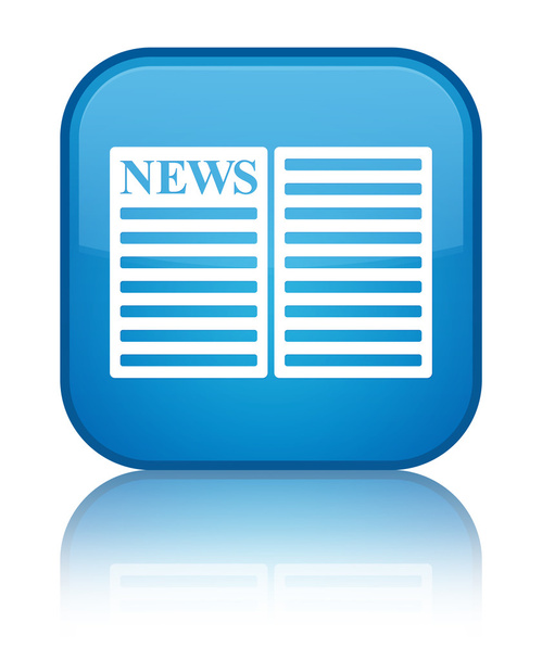 Εφημερίδα εικονίδιο λαμπρό κυανό μπλε τετράγωνο κουμπί - Φωτογραφία, εικόνα