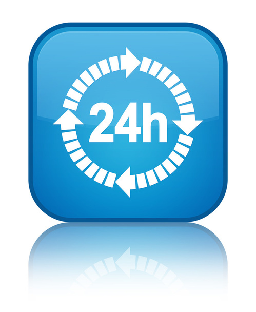 24 horas ícone de entrega brilhante botão quadrado azul ciano
 - Foto, Imagem