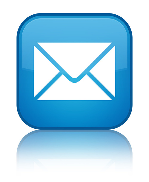 Email icon shiny cyan blue square button - Фото, зображення