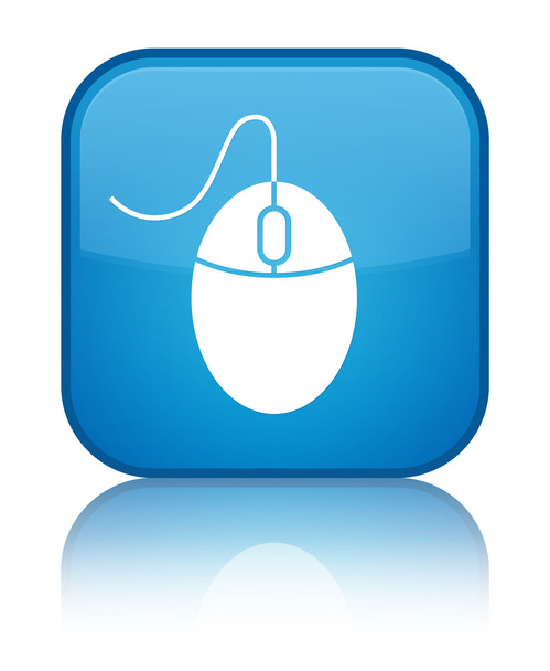Mouse icon shiny cyan blue square button - Photo, Image