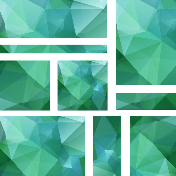 Conjunto de plantillas de banner con fondo abstracto. Banderas vectoriales modernas con fondo poligonal. Verde claro, color azul
 - Vector, imagen