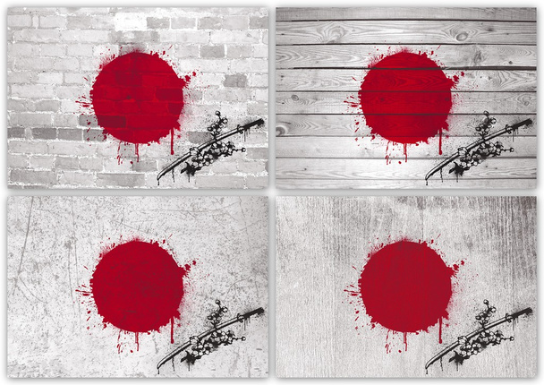 Japanese flag collage - Photo, Image