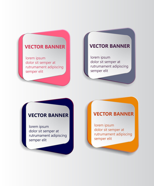 Abstract vector banner set. Paper round notes with swirl design. - Vektör, Görsel