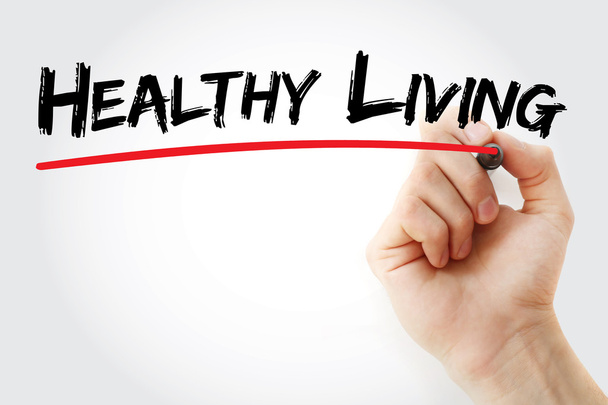 Hand writing Healthy Living with marker - Foto, Imagem