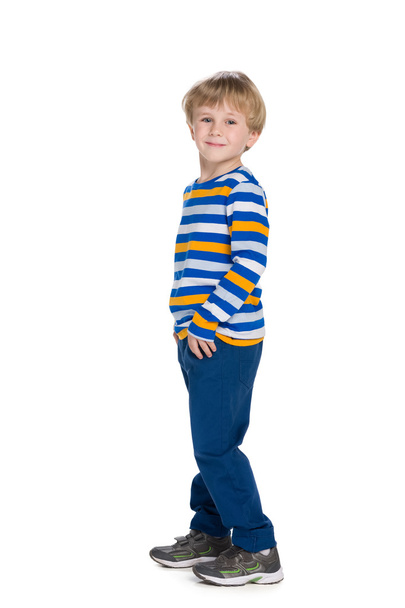 Profile portrait of a fashion cute little boy - Foto, imagen