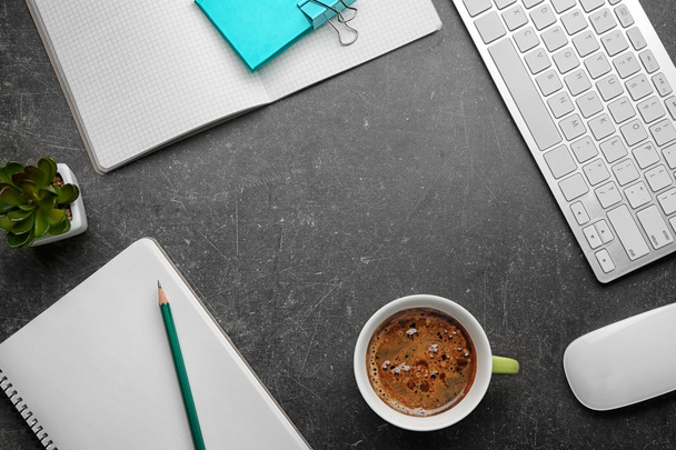 Cup of coffee with office tools - Foto, Imagem