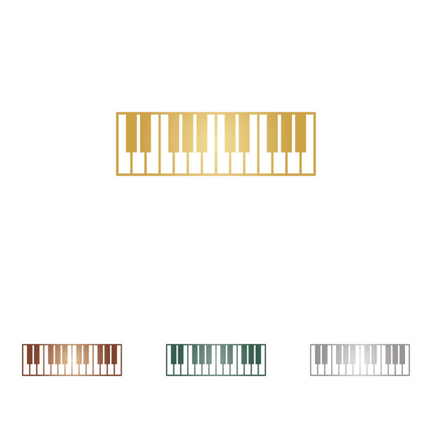 ピアノ キーボードの記号。白い背景に金属のアイコン. - ベクター画像