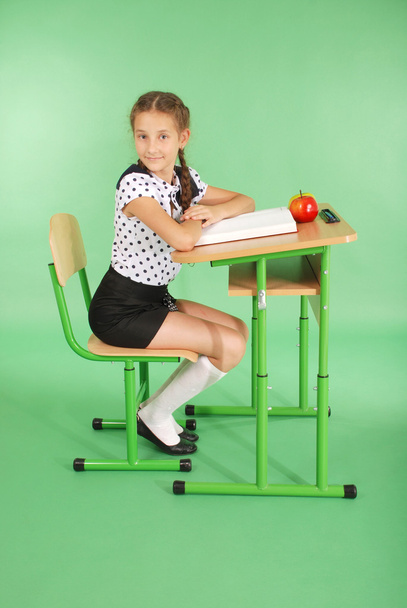 Education, people, children and school concept - young school girl - Фото, изображение