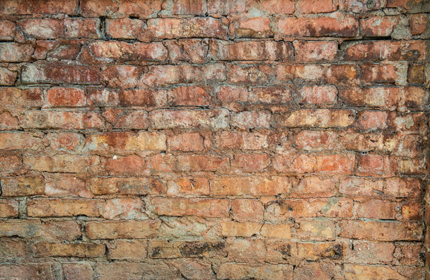 Vecchio muro di mattoni rossi intemperie. Vintage texture sfondo
. - Foto, immagini