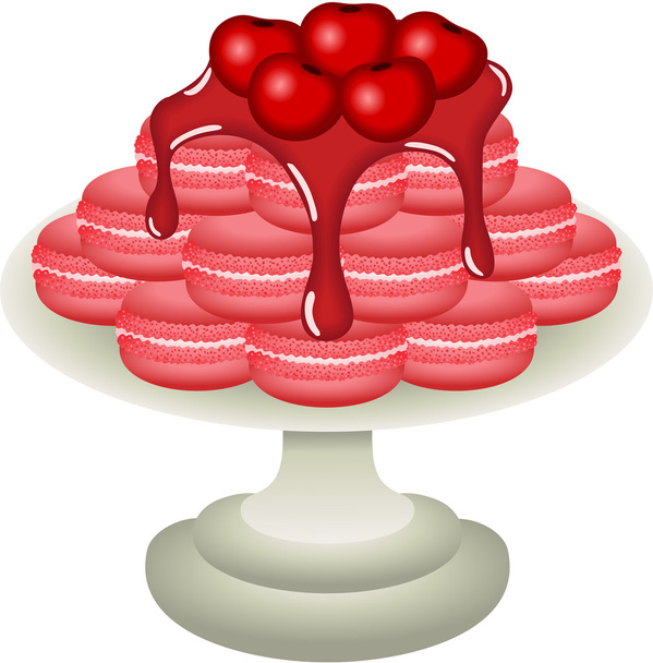 Tál cseresznye macaroons - Vektor, kép
