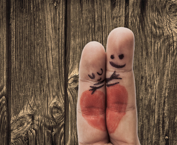  smiley faces  on fingers  - Photo, Image