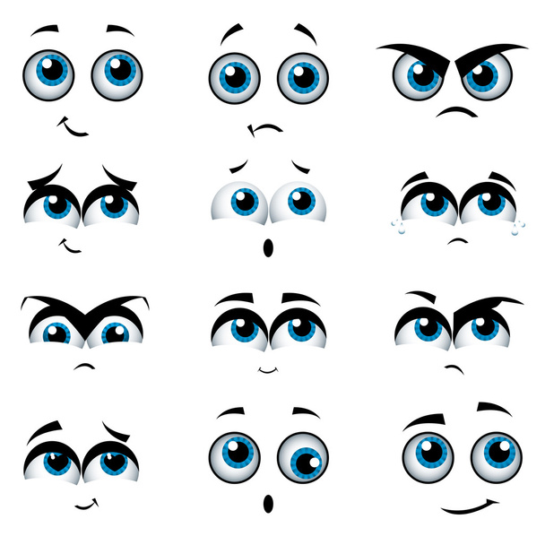 様々 な表情を持つ漫画顔 - ベクター画像