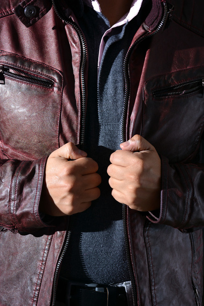 modern red leather jacket for men  - Φωτογραφία, εικόνα