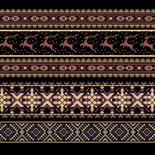 Aantal etnische holiday ornament patroon in bruin kleuren - Vector, afbeelding