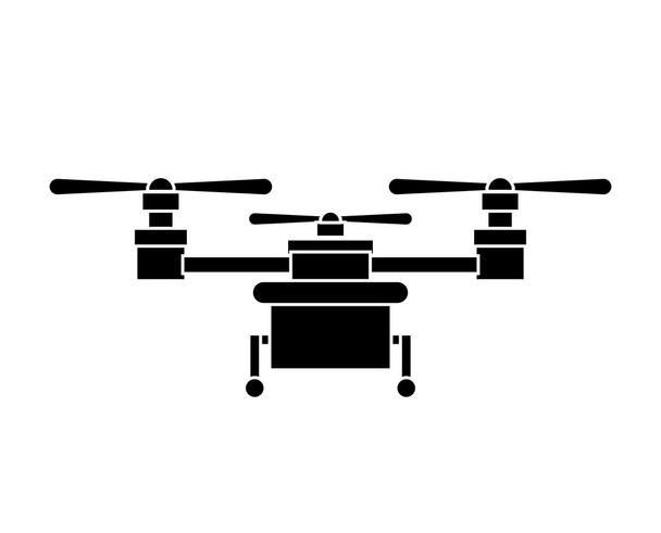 drone silhueta com três parafuso aéreo e trem de pouso
 - Vetor, Imagem